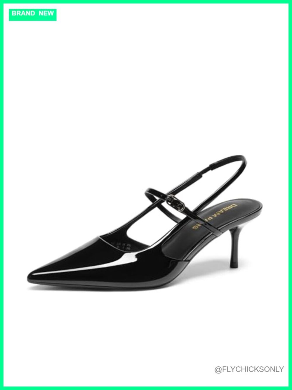 Mary Jane Slingback Kitten Heels Pointed Toe Closed Toe Pumps